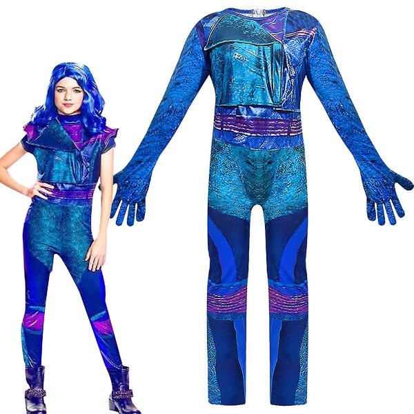 Barn Descendants 3 Mal Cosplay Kostyme 3D Print Kostyme Halloween Karneval Rollespill Maskerade Antrekk Sceneopptreden Rollespill Jumpsuit For Jenter 12-13 Years