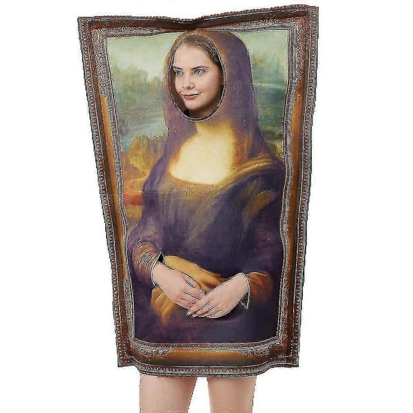 Halloween Rolig Väggmålning Mona Lisa Cosplay Kostym