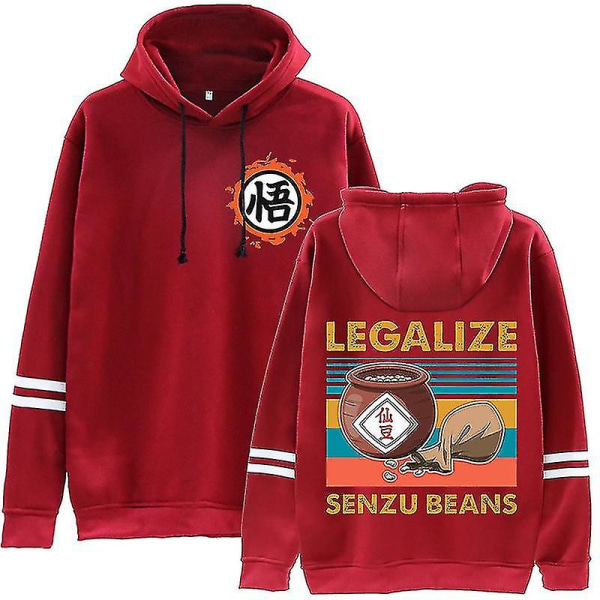 Dragon Ball Periferi Tryckt Kläder Hoodad Tröja Höst/vinter Herr- och Damrandig Ärm Huvtröja Burgundy 3XL