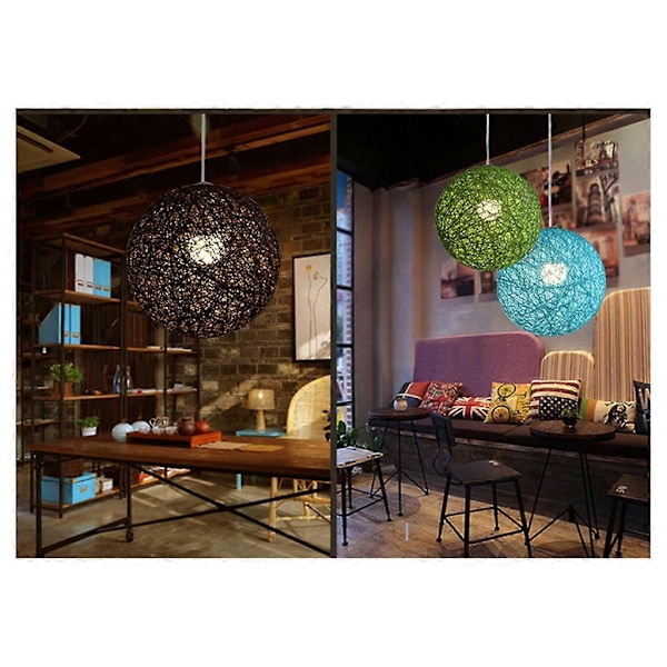 Vit Bambu, Rotting och Boll Ljuskrona Individuell Kreativitet Sfärisk Rottingbo Lampskärm