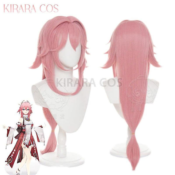 Genshin Impact Yae Miko Cosplay Kostym Klänning Miko Cosplay Peruk Rosa Hår Outfits Genshin Kostymer XXL