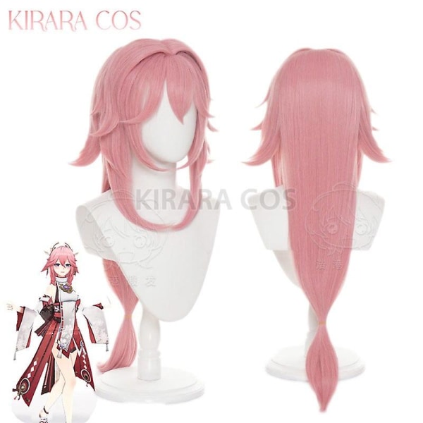 Genshin Impact Yae Miko Cosplay kostymklänning Miko Cosplay Peruk Rosa hårkläder Genshin kostymer XXXL