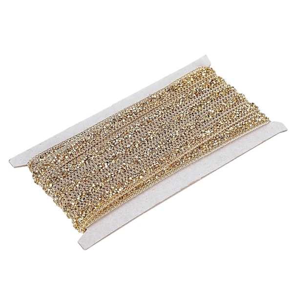 5 Yards Rhinestone Bånd Krystall Mesh Rull Wrap Plast Håndverksdekorasjoner 1.5cm Gullfarget