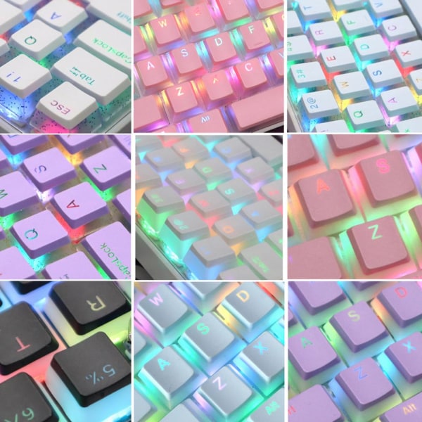 PBT104 Tangentbordstangent Tvåfärgad Genomskinlig Glitterpulver Snabb Respons Tillbehörsbyte E