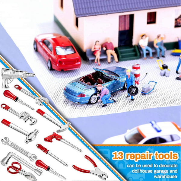 17 st 1:12 Miniatyr Verktyg Reparations Multi-Verktyg Modell Set för Dekorations Tillbehör Mini Trädgårdsartiklar