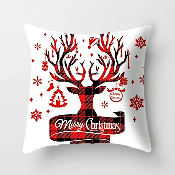 45x45cm Röd Vit Svart Rutig Jul Kuddfodral God Jul Ornament För Hemmet Jul Nyår 2023 Soffa Bil Kudde Överdrag Light Grey