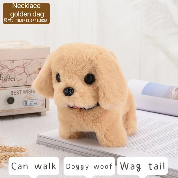 Smart Gående Elektrisk Plyslegetøj Teddy Robot Hundelegetøj Hvalpe Plys Julegave Labrador golden dog