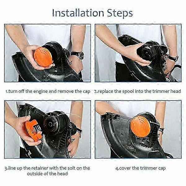 6x Spoler & Spolelokk Fr Black & Decker Gressrimmer Trimmer Trådspole