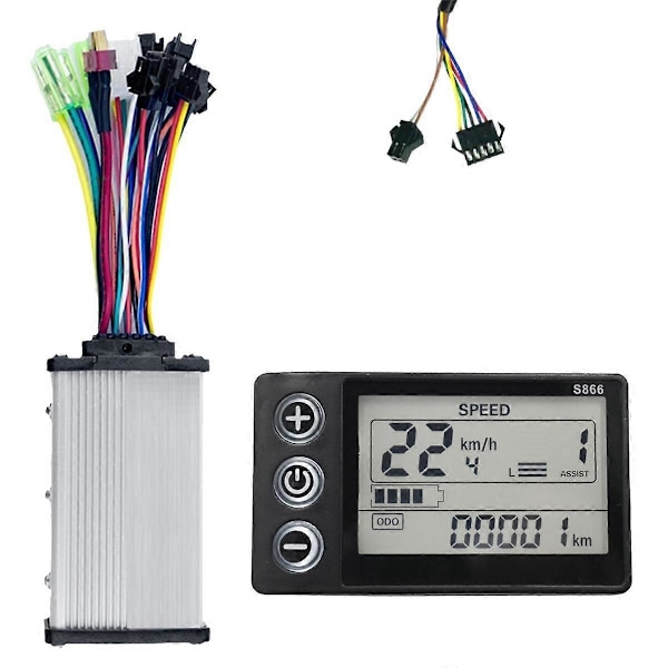 S866 Kontrollerpanel Dashboard+36V 350W Sinusvåg Kontroller Elektrisk Cykel LCD-Display för E-Bike