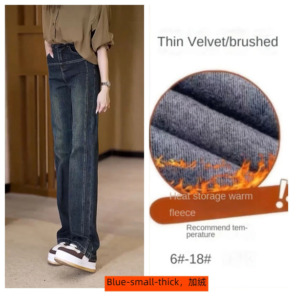 Y2k jeans stor storlek lös smal version raka ben dam jeans 2023 Ny päronform hög midja bantning Elastiska kvinnor byxor Blue-small-thick XXL