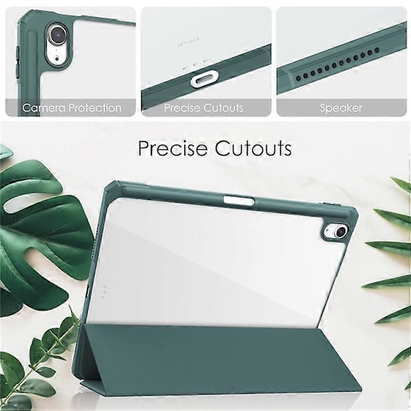 Kompatibelt Skal för iPad Air 11 (2024) Transparent Fodral PU Läder Auto Wake Sleep Skyddande Fodral med Pennhållare Green