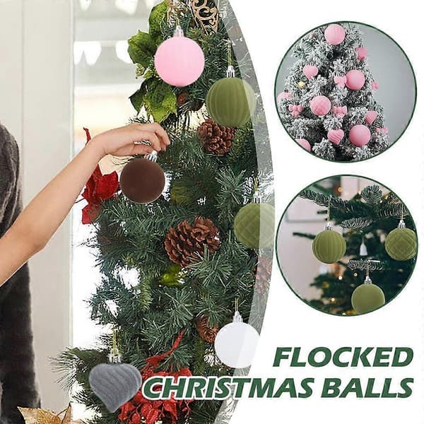 22-pack sammetsjulgranskulor - Flockad prydnadsset - Julgransdekoration Coffee