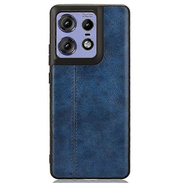 Kompatibelt Skal för Motorola Edge 50 Pro 5G, Texturerat Läder av Kohud + TPU + PC Telefonskal Blue