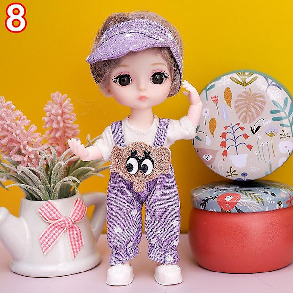 16 cm Mini Modeleksak Docka Med Kläder Miniatyr Barndocka Flicka Baby Söt Utklädnad 8