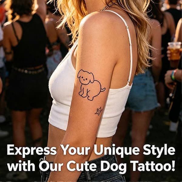 Valp tillfälliga tatueringar - Vattentäta & Växtbaserat bläck 3 pcs