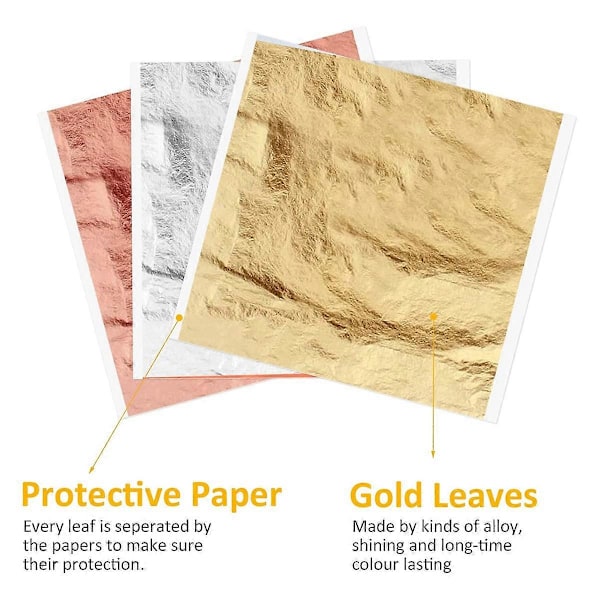 300 Ark Imitation Guld Silver Folie Papper Förgyllning DIY Konst Hantverk Papper Födelsedagsfest Bröllop Smärta