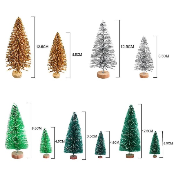 40st Mini färgglada cederträd Kit Sisal Snow Frost Träd med träbotten Flaska Borste Träd Plast Vinter Snö Utsmyckning Skrivbordsträd Hantverk