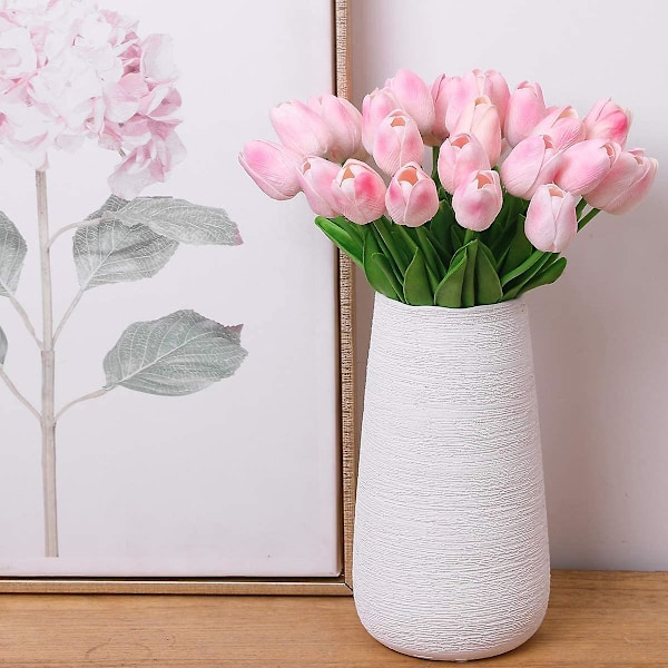10 stk. Kunstige tulipanblomster i pulver, falske blomster i latexmateriale, ægte berøring, bryllupsværelse, familiehotel, fest, indendørs studieværelse, gør-det-selv dekoration