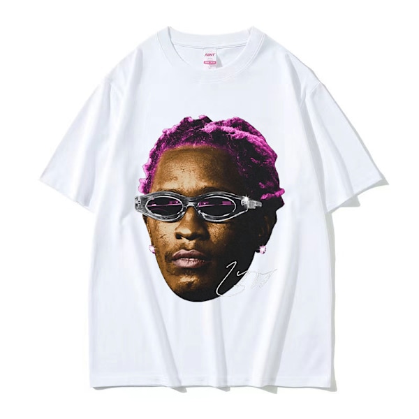 Rapper Young Thug Thugger Rød Vintage Grafik T-shirt Mænd Kvinder Hip Hop Street Tee q05425 White XS
