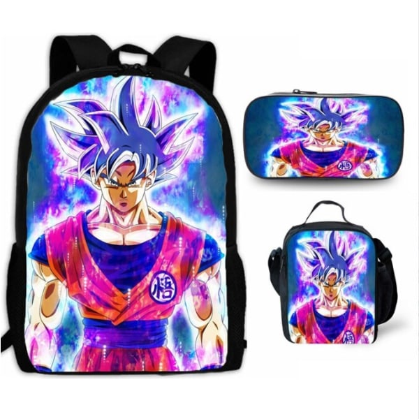 3kpl/setti 16\" Anime Dragon Ball Lasten Koululahja Reppu+Lounaslaukku+Penaali Green 16 Inches