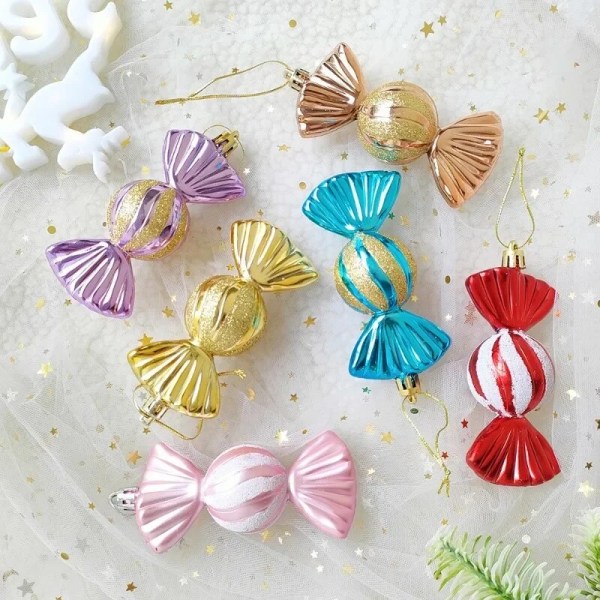3-pack Julgodisbollar Ornament Godisform Julgranshänge Hemfest Nyår Juldekoration red