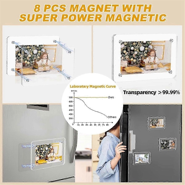 Magnetisk billedramme, akryl magnetisk billedramme til køleskab, 2,36x3,54 tommer klare fotorammer, 10 stk.