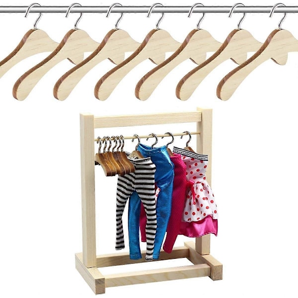 10-pack Trä Dockhängare Docktillbehör Trähängare 1/3 BJD Trä Dockhängare