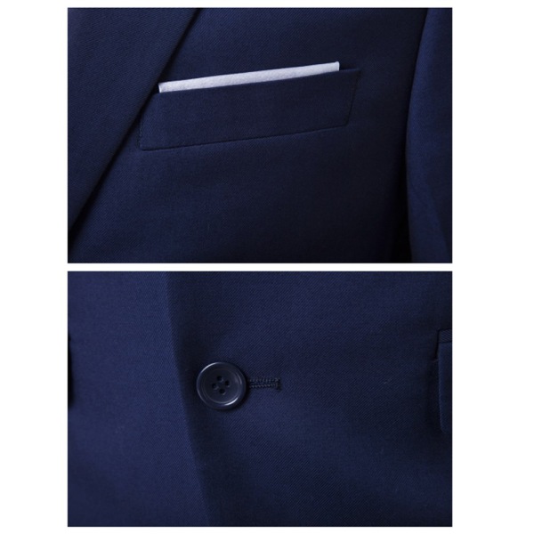 3-delt Slim Fit Herrejakkesæt Ensfarvet Jakke Vest Bukser Business Sæt Black 3XL
