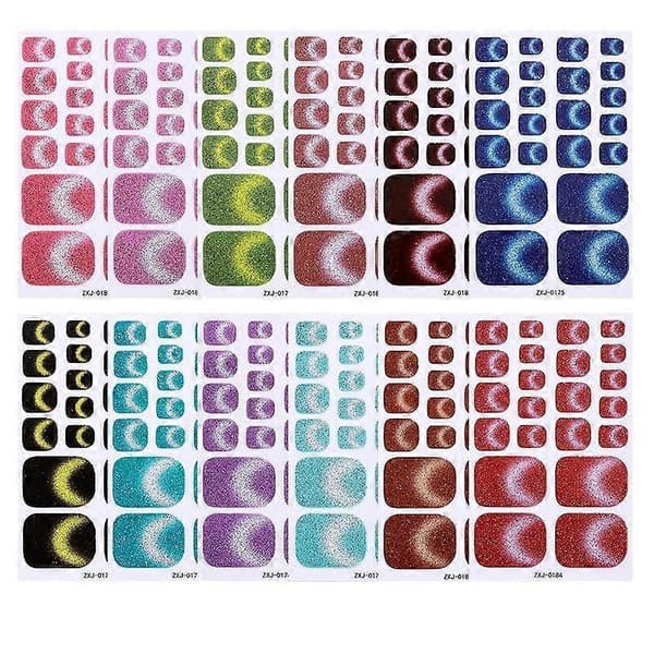 Blå Cat Eye Tånagelfolier Ark Glittrande Design Vattentät Långvarig style 2