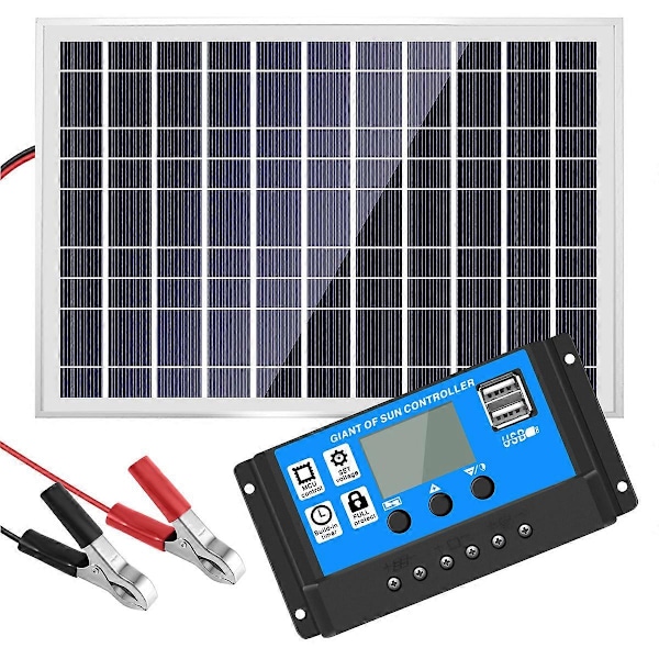 30W 12V Solpanel Batterilader + 40A Controller til RV Bil Båd Hjem Camping
