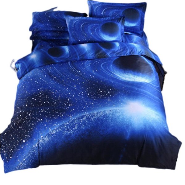 Nytt Bäddset 3D Galaxy Påslakan Täcke Universum Enkel Dubbel King L