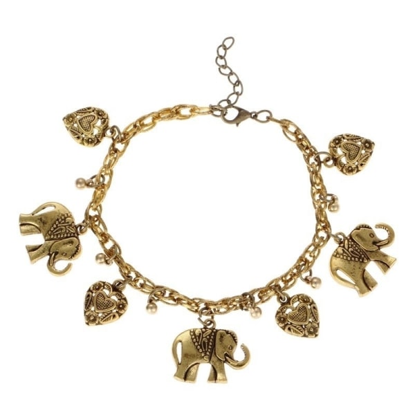 Mode Kvinnor Sommar Strand Elefant Fotlänk Unisex Metall Hjärta Snideri Fotlänk silver color