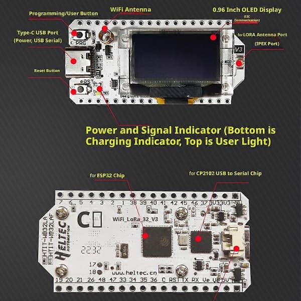 LoRa utviklingskort med OLED-skjerm - ESP32 S3 WiFi Bluetooth langdistansemodul