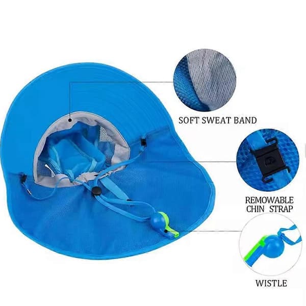 Solhatt för barn UPF-skydd Bred brätte Vindtätt rep 50-54cm Blue