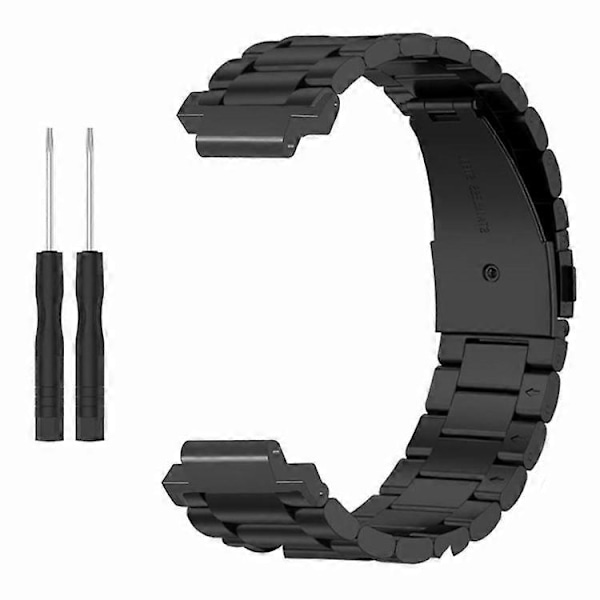 Kompatibelt för Garmin Forerunner 220 / 230 / 235 / 735XT / 620 / 630 Klockarmband 3-pärlor Solid Metallarmband Black