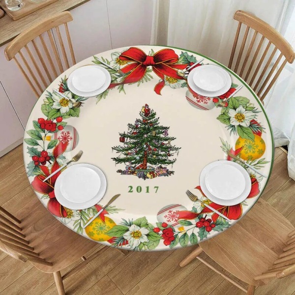 God Jul Duk Hellebore Blommor Julstjärna Röda Bär Xmas Duk Dekorativt för Holiday Home Party Bröllop Style 1 Suitable 160cm table