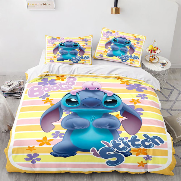 Stitch 3D Printet Sengesæt Dynebetræk Quilt Betræk Pudebetræk Børne Gave Farve 9 AU KING 220x240cm