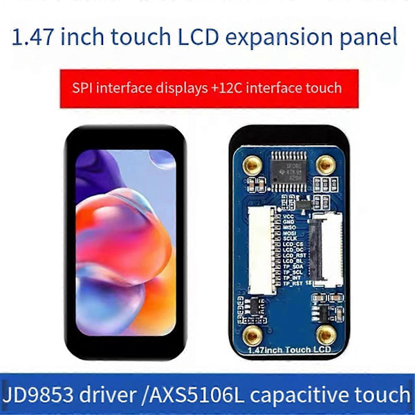 1.47 tums LCD-skärmmodul 172x320 IPS-skärm JD9835 Drivrutin SPI-gränssnitt för RPi ESP32 262K