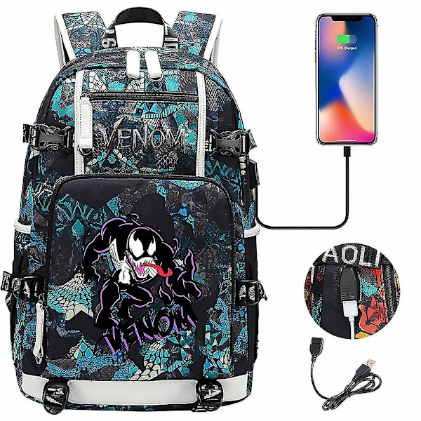 Venom Fashion Tryckt Usb Ungdom Skolväska (3-20) Color-5