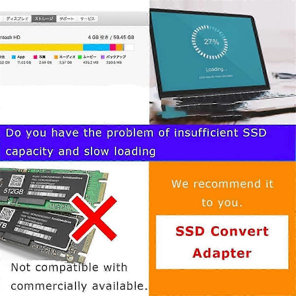 M.2 SSD - PCIe NVMe -sovitinkortti MacBook Pro/Air 2013-2017 -päivityssarjaan asennustyökalulla