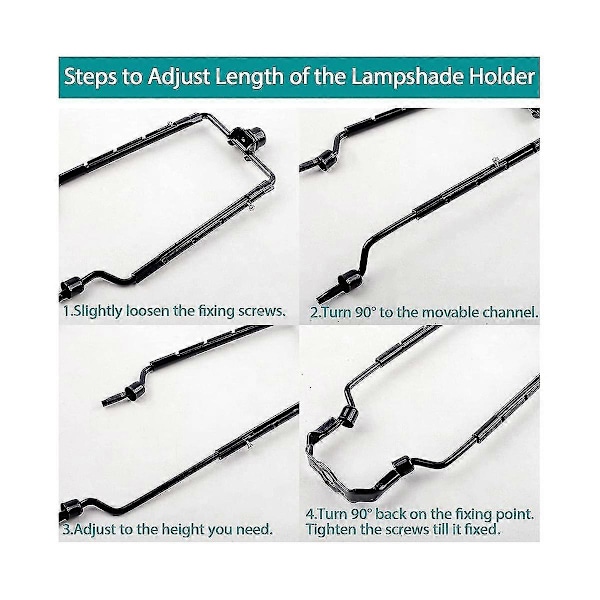 7 tommer Lampeskærm Harpeholder Justerbart Lampesæt E14, e26, e27 Lysbase Adapter Sort Horn Boris