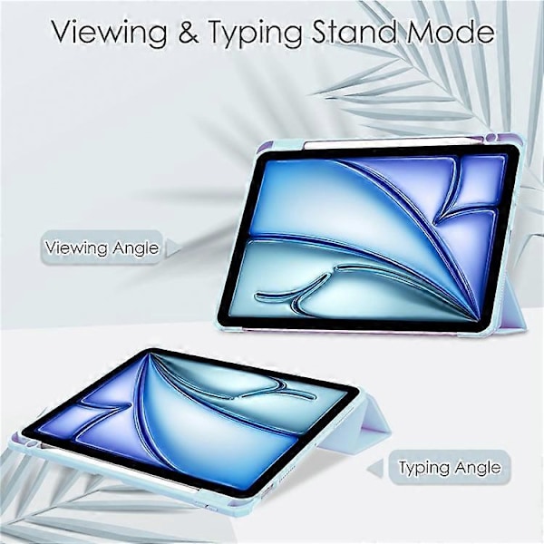 Kompatibelt Skal för iPad Air 11 (2024) Transparent Fodral PU Läder Auto Wake Sleep Skyddande Fodral med Pennhållare LightBlue