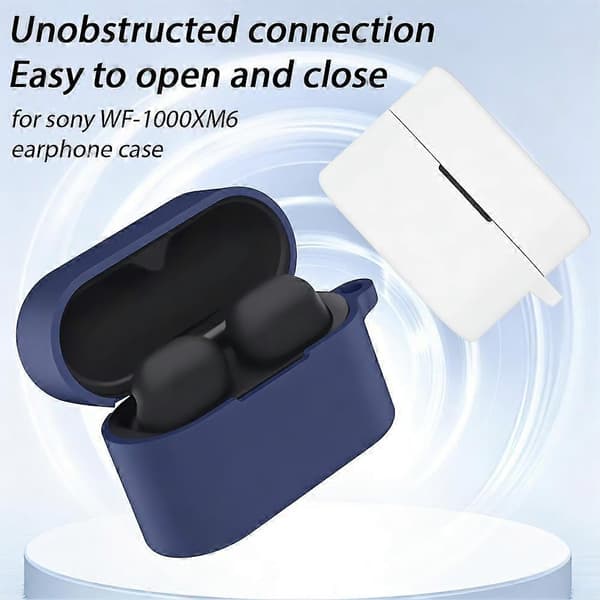 For Sony WF 1000XM6 Silicone Protective Case with Carabiner Mörk blå