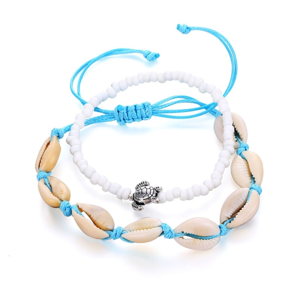 Dammode Blue Rope Anklet Vintage Beads Sea Turtle Charm Anklet Boho Anklet Bracelet