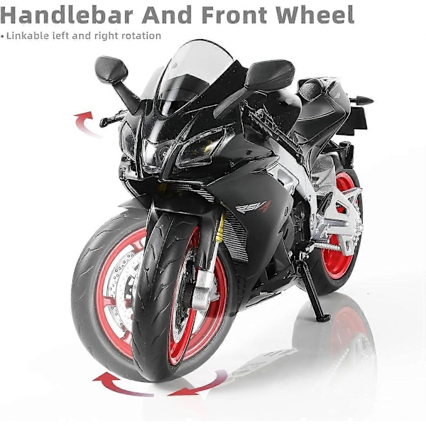 Aprilia RSV4 RR1000 Metall Støpt Motorsykkel Modell Leke (Svart)
