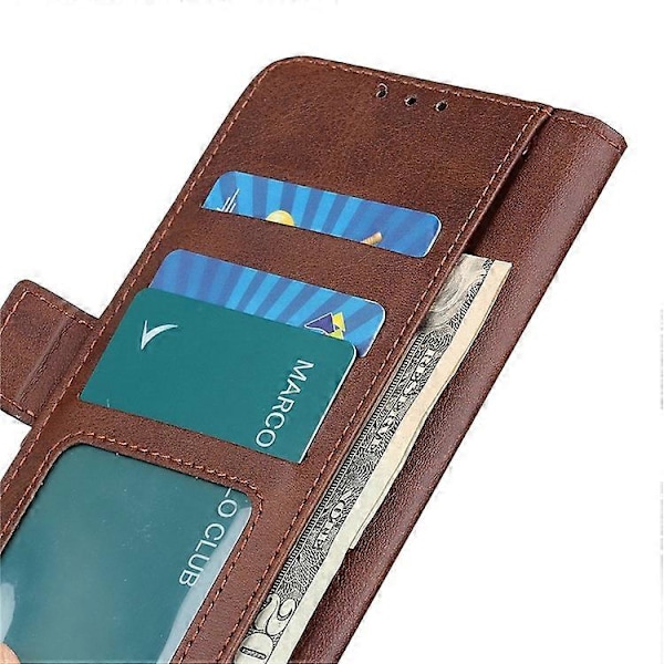 Kompatibelt för iPhone 16 Plus Fodral PU Läder Plånbok Telefonfodral med Magnetlås på Sidan Brown