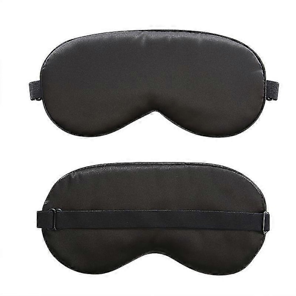 Sovmask, Justerbar Ögonmask i Siden för Sömn, Resor, Flygplan (2-pack Svart)