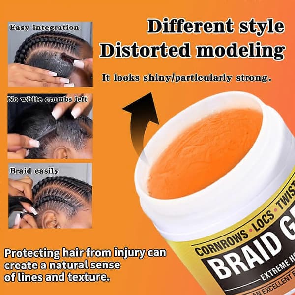 Braid GelExtreme Hold, High ShineFrizz & Flake-Free Edge Control With Olive OilSlick & Style Braids 1pc