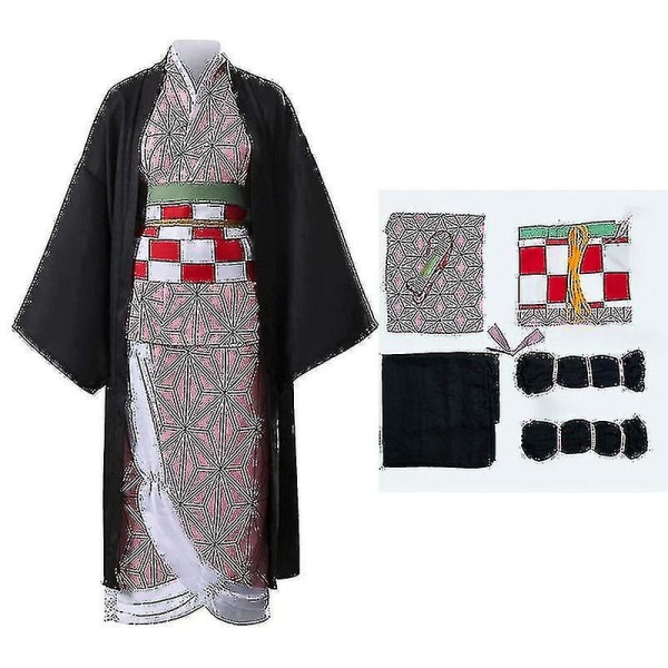 Anime Demon Slayer Kimetsu No Yaiba Cosplay Kostymer Kimono Kamado Nezuko Vuxen Barn Halloween Kostym 130cm