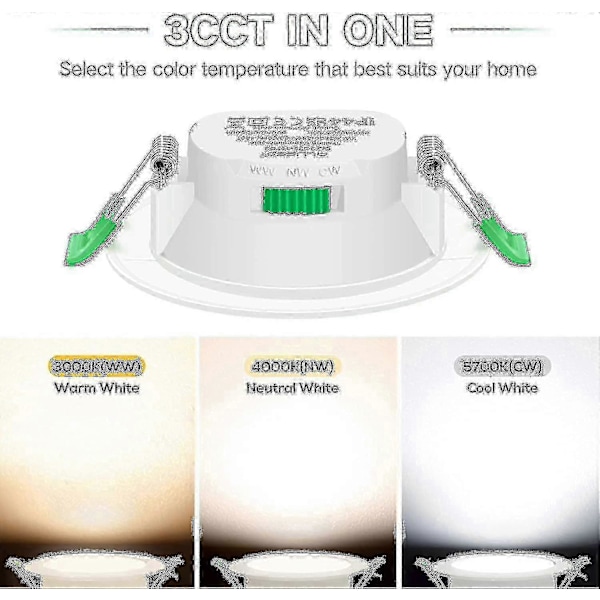 12 stk. 7W Hvit LED Downlight Innfelt Taklampe Slank Spot Light